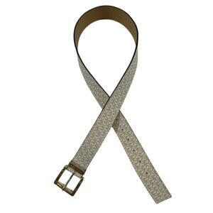 Michael Kors Women's White/Khaki Belt With MK Logo Throughout